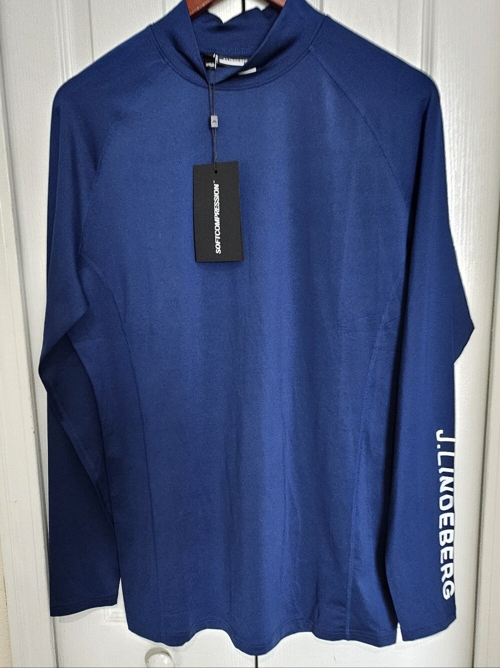 J.Lindeberg Aello Soft Compression Shirt XI Blue Mock Neck Golf Athletic Base. - Picture 3 of 14